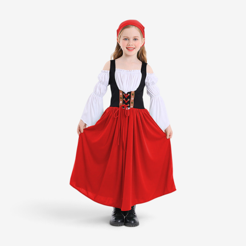 Mädchenkostüm im Mittelalterlichen Stil mit Schnürmieder