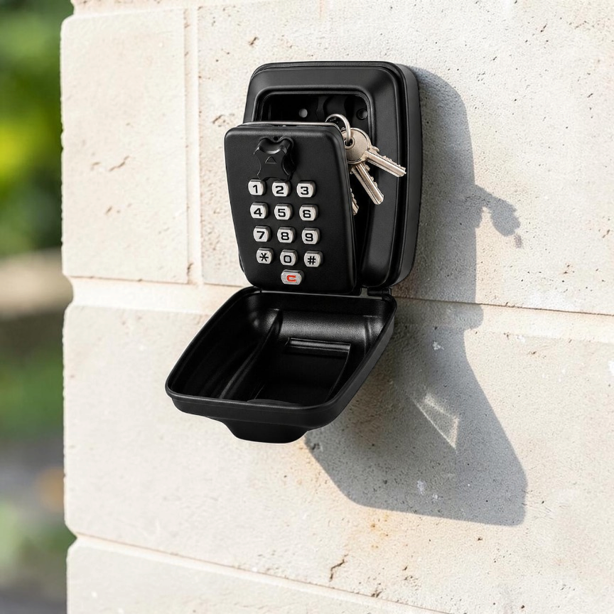 KeyTresor - Wandmontierter Schlüsselsafe mit 12-stelligem, zurücksetzbarem Zahlenschloss