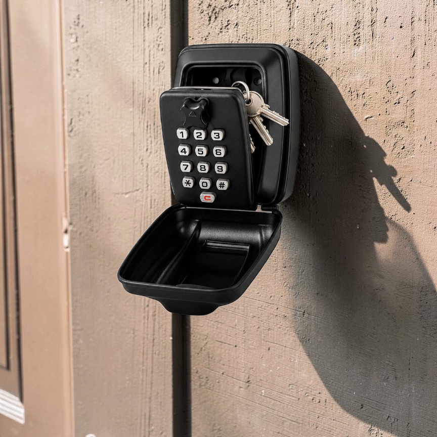 KeyTresor - Wandmontierter Schlüsselsafe mit 12-stelligem, zurücksetzbarem Zahlenschloss