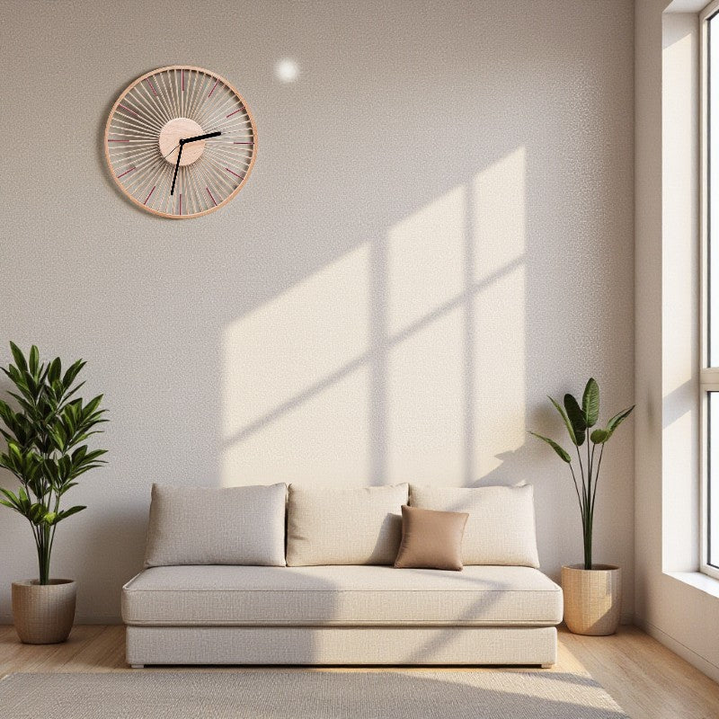 Nordische stille Wanduhr mit dekorativem Bambus Design
