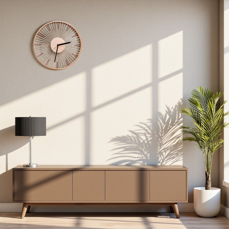 Nordische stille Wanduhr mit dekorativem Bambus Design