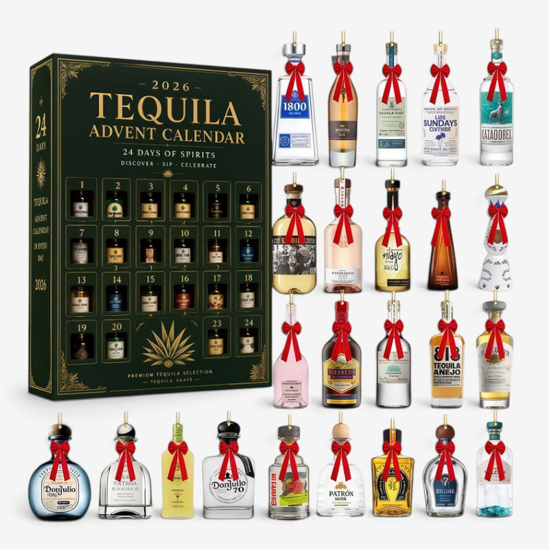 AgaveTrinket - Tequila-Flaschen Adventskalender mit 24 Acrylanhängern