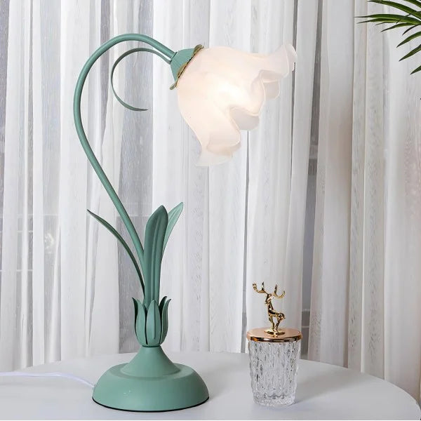 Quelix - Vintage-Tischleuchte mit Blumenmuster, verstellbar
