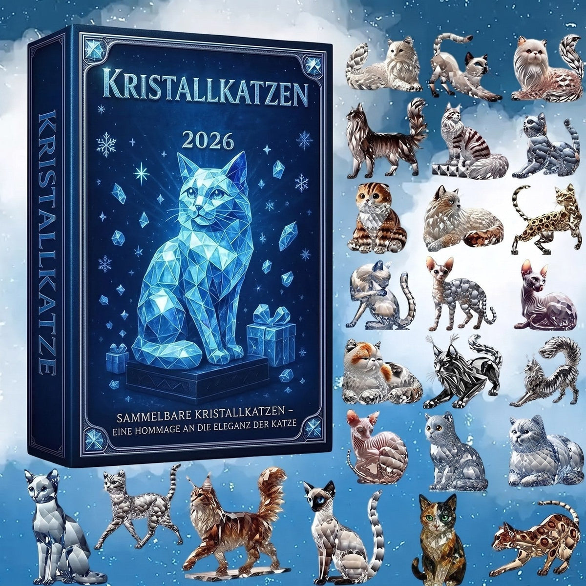 CrystalPaws - Adventskalender mit 24 Acrylkatzenfiguren